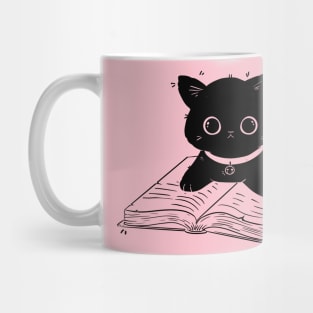 Reading with Kitty: Cute Cat Cartoons for Book Lovers! Mug